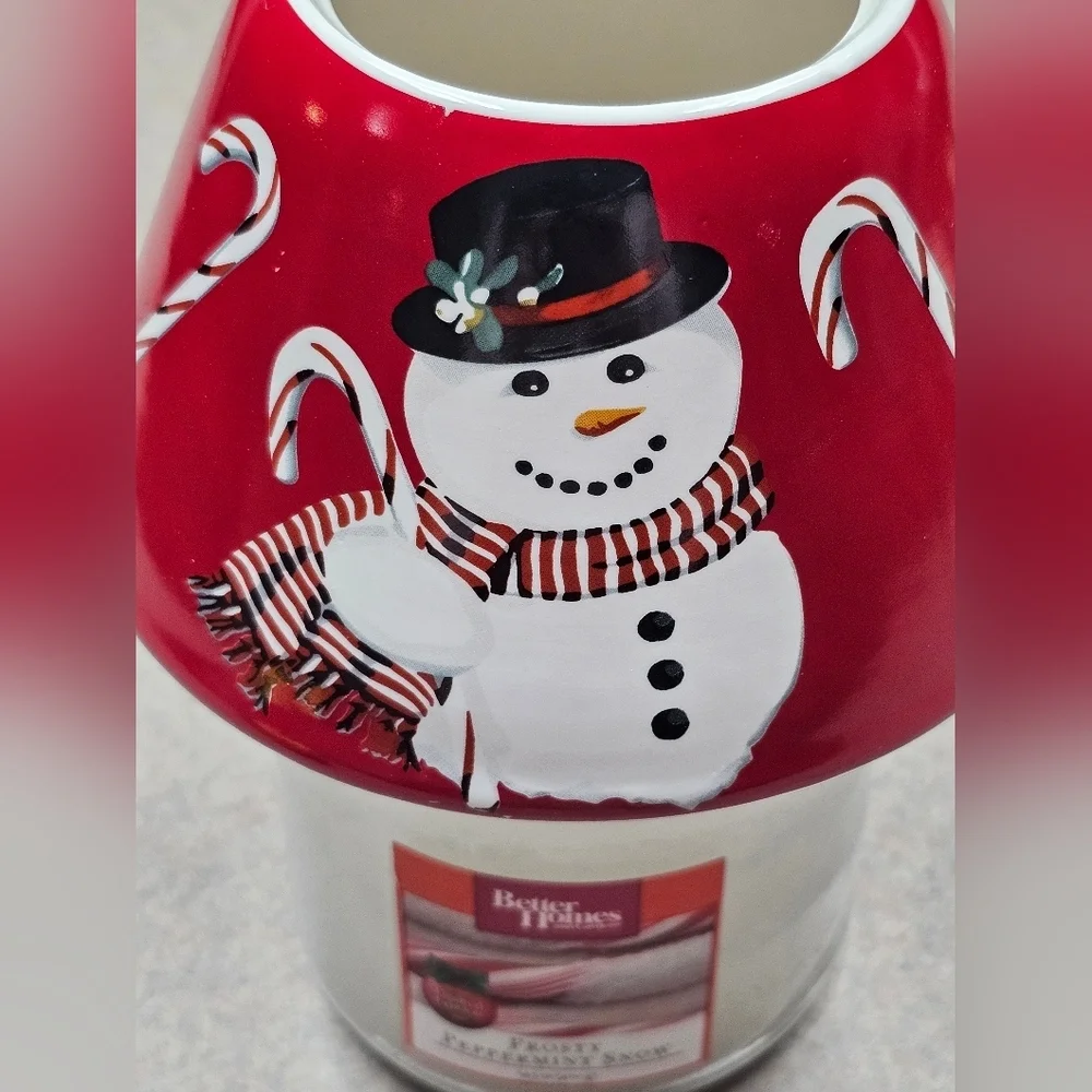 BH&G Jar Candle Ceramic Shade Frosty Peppermint Snow